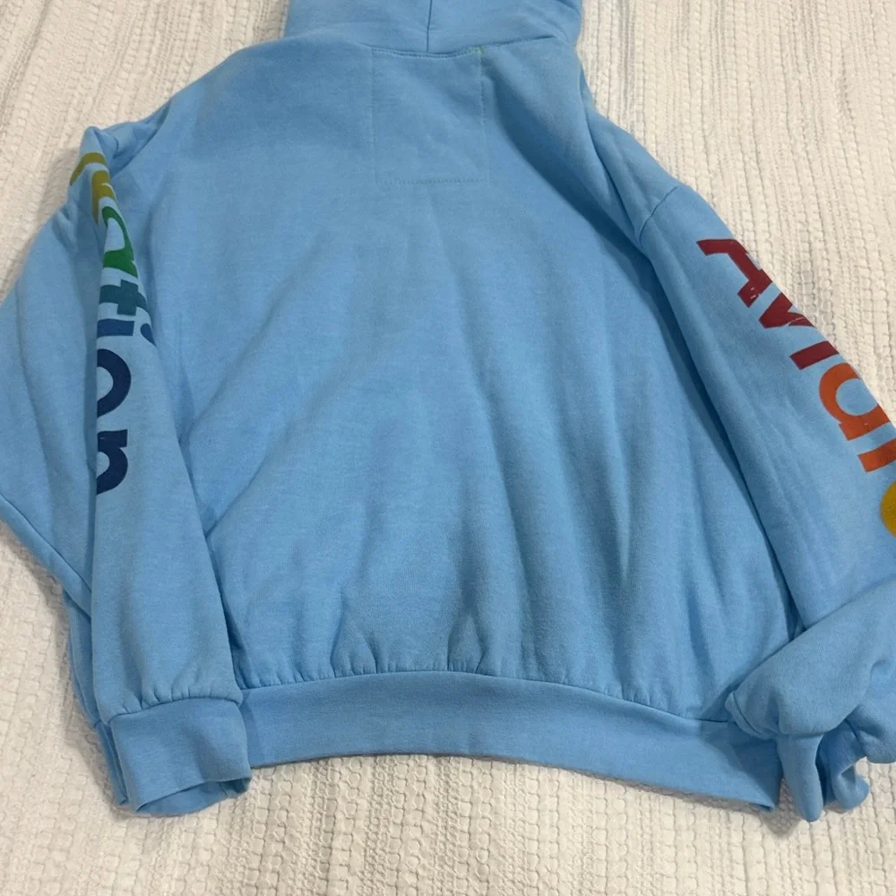 Aviator Nation Light Blue Hoodie with Multicolor Logo - Picture 5 of 5